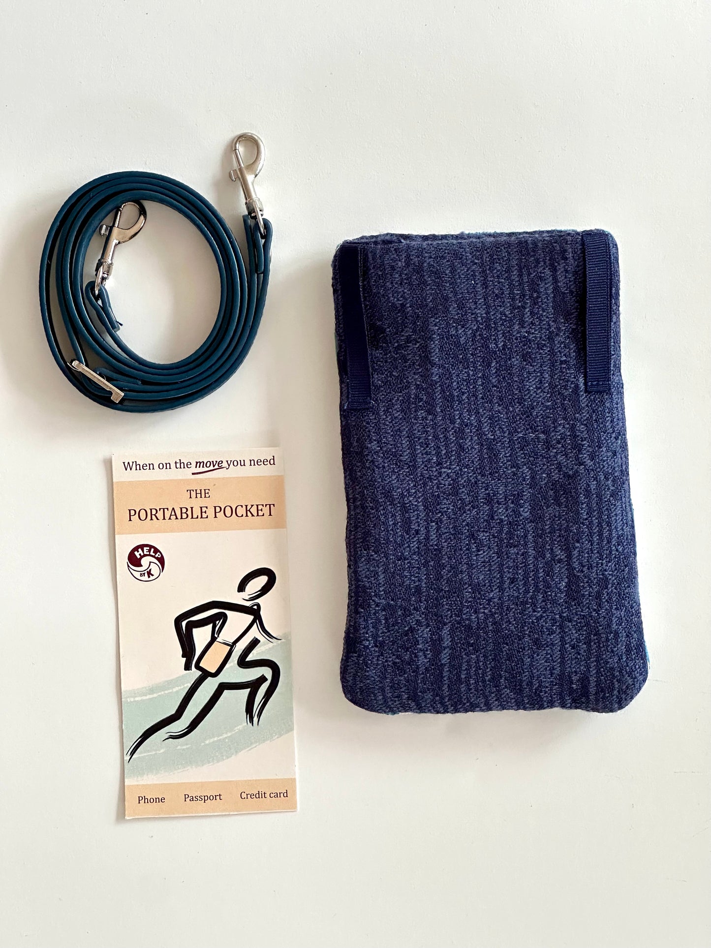 The Portable Pocket - Blue Octagons French Fabric