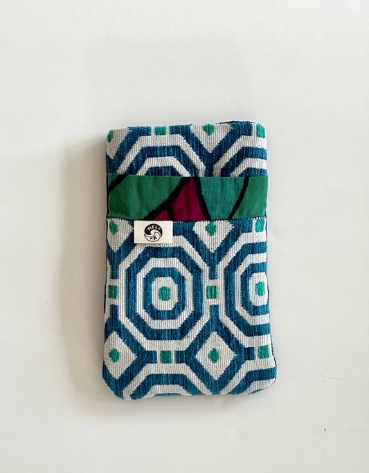 The Portable Pocket - Blue Octagons French Fabric